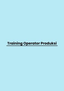 pelatihan Operator Produksi di bandung